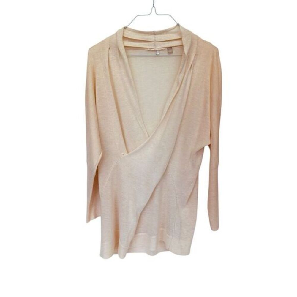 Knitted & Knotted Top Womens Large LtPeachy/Beige Draped Wool‎ Blend Lightweight